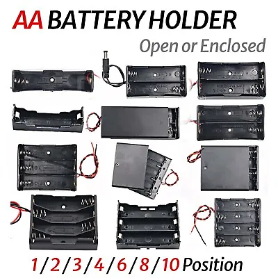 AA Battery Holder Box Case Connector 1 2 3 4 6 8 10 Position Open Or Enclosed • £48.47