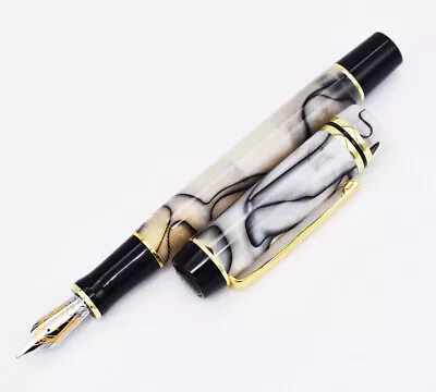 KAIGELU 316 Acrylic Celluloid Fountain Pen Iridium EF/F/M Nib - White Black • $25.99