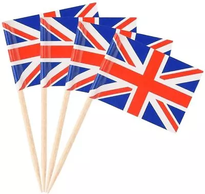 50 X Union Jack Cocktail Sticks Flag Cupcake Sandwich Toppers / Picks Party Fun • £2.99