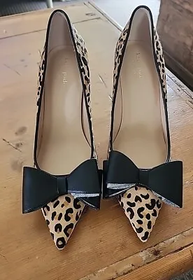 Kate Spade Vibo Fur Leather Leopard Shoes Pumps Heels Sz 9M • $77.95