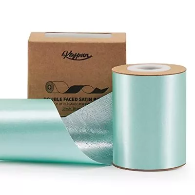 Mint Satin Ribbon Double Faced 3 Inch 10 Yards Wide Fabric Silk Ribbon For Cr... • $18.29
