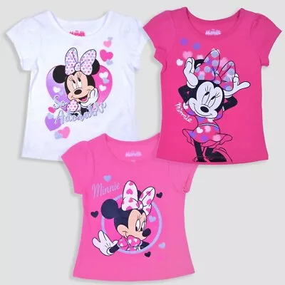 Tee Shirt Girl Toddler Disney Minnie Mouse 3-Pack Pink Girls Summer Clothes Top • $14.99