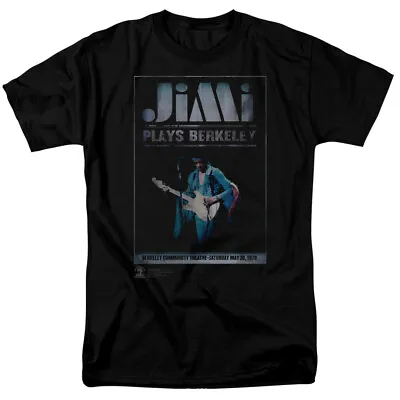 Jimi Hendrix Jimi Plays Poster T Shirt Licensed Rock N Roll Music Band Tee Black • $17.49