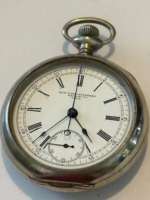 Vintage  Working NEW YORK STANDARD WATCH CO.  Working Pocket Watch Needs Crystal • $20.50