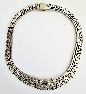 Vintage TAXCO 925 Sterling Silver Cut Puzzle Pieces Necklace 148.5g - Signed • $145