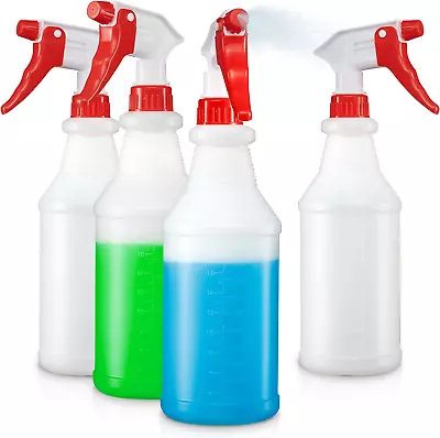 4 Pack Plastic Empty Spray Bottles 24 OZ – Leak Proof Adjustable Nozzle • $15.49