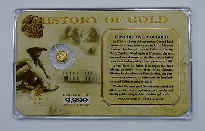 History Of Gold 1/2 Gram 14k Miniature Gold Coin -1st Discovery Of Gold- W/Case  • $9.95