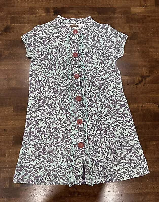 Matilda Jane You & Me Girls Sz 8 Junebug Ruffle Button Dress Mint Leaf Print EUC • $15.99