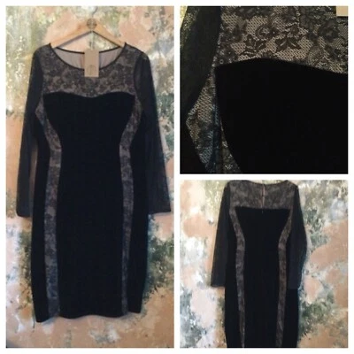 $57.67 • Buy Womens Dress Size 20 Black Velvet Lace Evening Vintage Vgc Worn On Film Inc Uk P