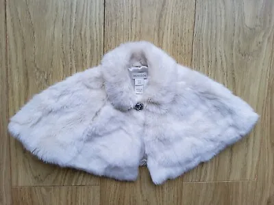 Girls Cape Shrug Faux Fur 0-12 Month Flower Girl Monsoon Collared Jewelled • £17.99