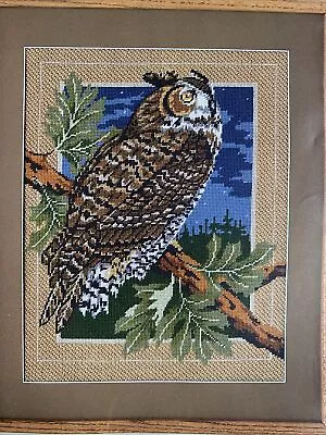 Owl In Profile Vintage Needlepoint Kit Something Special 14x18 Starry Night • $38