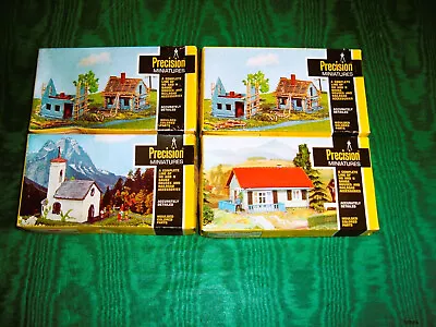 FALLER N SCALE Lot Of 4 Kits - 2 HOUSE UNDER CONSTRUCTION - BRICK HOUSE - CHURCH • $9.99