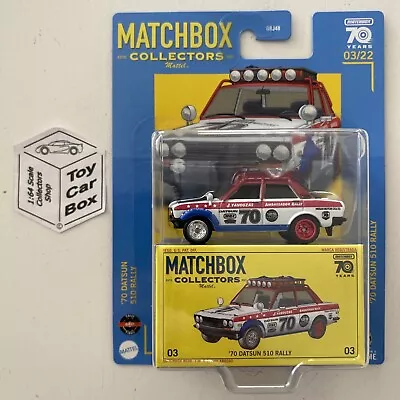 2023 MATCHBOX Collectors #3 - ‘70 Datsun 510 Rally (Premium - White/Red) J00 • $15.95