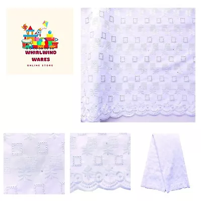 Cotton Swiss Voile Lace Fabric 5 Yards White African Dry Lace Fabric Nigerian... • $67.99