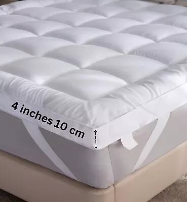 10cm Hotel Quality Mattress Topper Deep Thick Single Double King Super ALL SIZES • £24.97