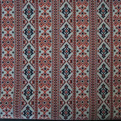 2.9 Yards Vintage Double Knit Polyester Fabric Red White Blue Geometric 61  Wide • $19.95