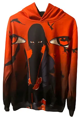 Naruto Uchiha Itachi Mangekyo Sharingan Large Hoodie Hooded Sweatshirt EUC • $19.95