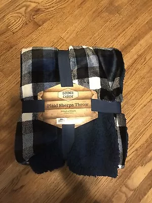 Lodge Cabin Plaid Sherpa Blanket Throw 50” X 60” • $7.80