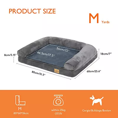 Jumbo Dog Bed Memory Foam Orthopedic Pet Bolster Cushion Bed Sofa Hide Zipper  • $29.91