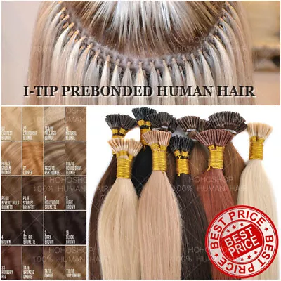 CLEARANCE I-Tip Stick Pre Bonded Remy Human Hair Extensions Nano Rings 200S/200G • $34.96