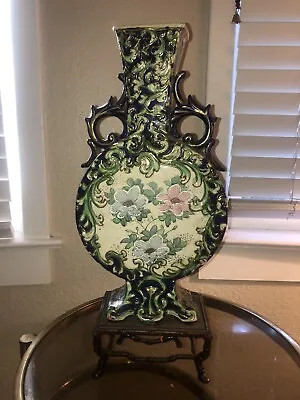  Antique Chinese Famille Rose Canton Porcelain Moon Flask Vase Mid 19th Century • $250
