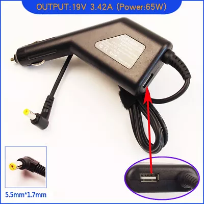 Laptop DC Adapter Car Charger + USB For Acer Aspire ES1-511-P1T9 V5-552P-X404 • £21.11