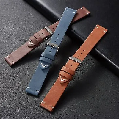 Vintage Hand Stitched Faded Leather Watch Band Brown Black Blue 18mm 20mm • $15.99