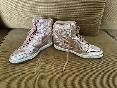 NIKE DUNK SKI HI Wedge Heel 9 Rose Gold Snake Skin NEW EURO 40.5 • $120