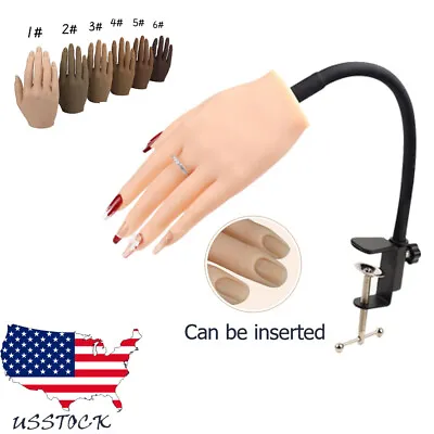 Manicure Practice Hand Model With Black Bracket Bendable Silicone Fake Hand • $52.20