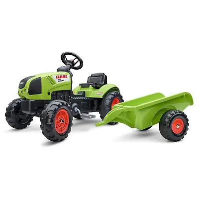 Ride-On Tractor Toy With Trailer Kids Outdoor Garden Farm Vehicle Falk Claas NEW • £109.99