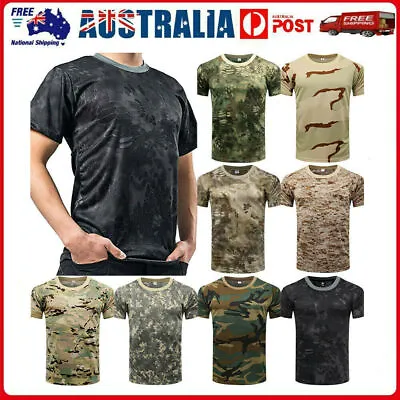 Men Military Tactical Camouflage Camo T-Shirt Army Combat Short Sleeve Tee Tops • $16.05