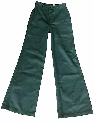 Vintage 70s DITTOS Bell Bottom Saddleback High Rise Hippie Pants GREEN Small 0/2 • $74.80