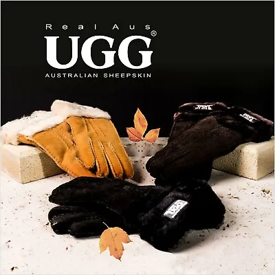$49.95 • Buy Ugg Real Aus 100% Australian Sheepskin Wool Women Sheepskin Gloves One Strap 
