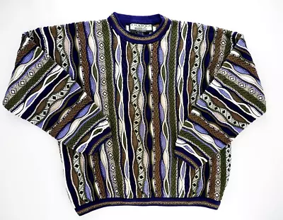 ViNTAGE TUNDRA FOR BACHRACH 3-D MERCERiZED COTTON COOGi BiGGiE COSBY SWEATER XL • $49.95