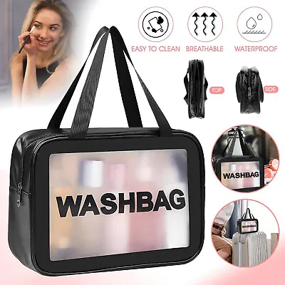Toiletry Bag Travel Bag Transparent Makeup Bag Wash Pouch Tote Bag For Women Men • £4.98