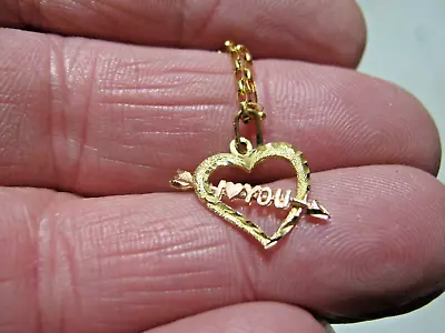 14KT Gold  I Love You  Heart & Arrow Pendant & 21  Necklace Mark  COR 14K Italy  • $99.99