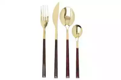 Mikasa 16-Piece Tortoise Shell Gold-Coloured Cutlery Set • £49.99