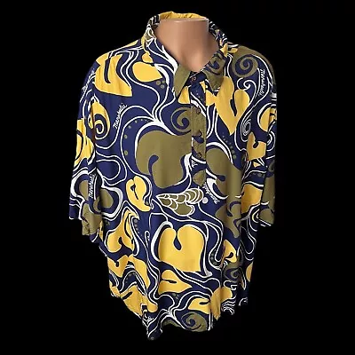 Manuhealii Pullover Hawaiian Shirt Rayon Men’s 5XL Punahou School Logo • $45