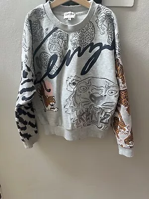 Kenzo Kids Size 12 Girls Multi Icon Tiger Print Sweatshirt Exc Cond • $80