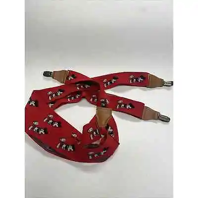 Walt Disney Co JG Hook Mens Mickey Mouse Suspenders Red Elastic Leather Vintage • $12