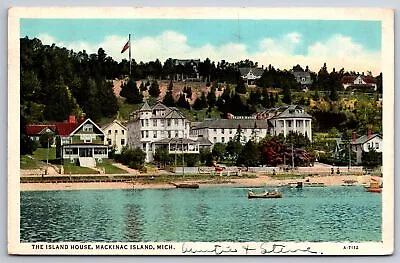 Mackinac Island Michigan~Island House View From Water~Linen Postcard • $12