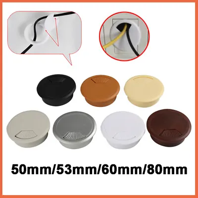 50/53/60/80mm PC Computer Desk Plastic Grommet Table Cable Tidy Wire Hole Cover • £1.43