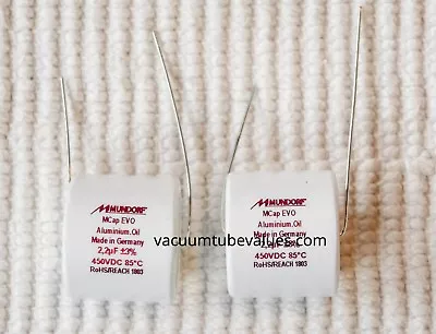 PAIR - TWO Mundorf MCap EVO Aluminum Oil Capacitor Cap 2.2uf 2.2 Uf 450VDC • $30.95