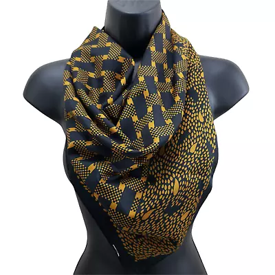 Women's Scarf Black Mustard Checkered 31 /31  Square Wrap • $15.21