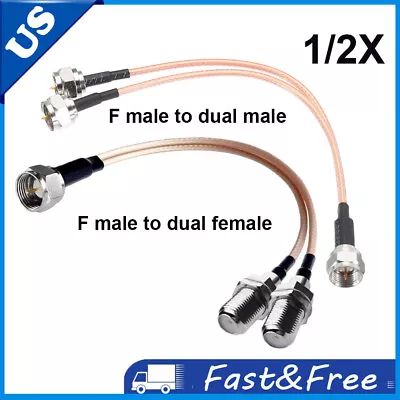 1/2x F Type Coax Cable Splitter F Male Female 3 Way RG316 Coaxial Cable 15cm US • $9.93