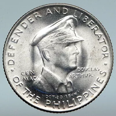 1947 PHILIPPINES W US WWII General DOUGLAS MACARTHUR Antique Silver Coin I89665 • $223.65