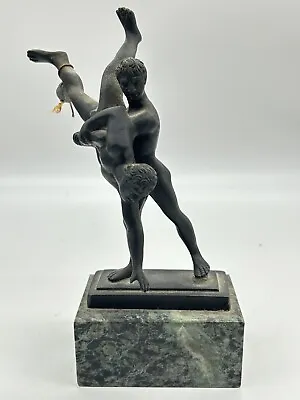 Antique Italian Grand Tour Bronze Sculpture Of Wrestlers Nude Man • $225