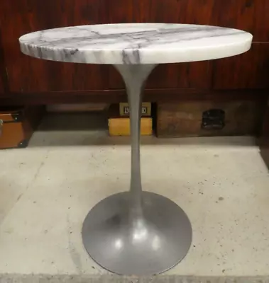 Vintage Arkana Knoll Saarinen Style Tulip Side Table Aluminium Stem Marble Top • $575.84