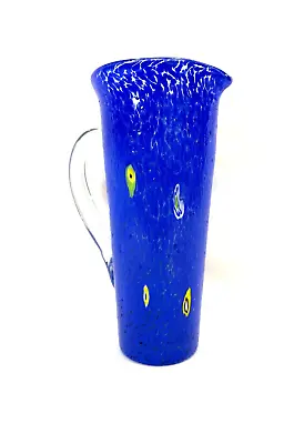 MURANO GLASS Pitcher Carafe ALDO ZANELLA Blue Millefiori Vase AS-IS • $20