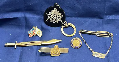 Vtg Masonic Freemason  Lapel Pin Tie Bar Tac Pin Clasp Keychain Lot Of 6 • $39.95